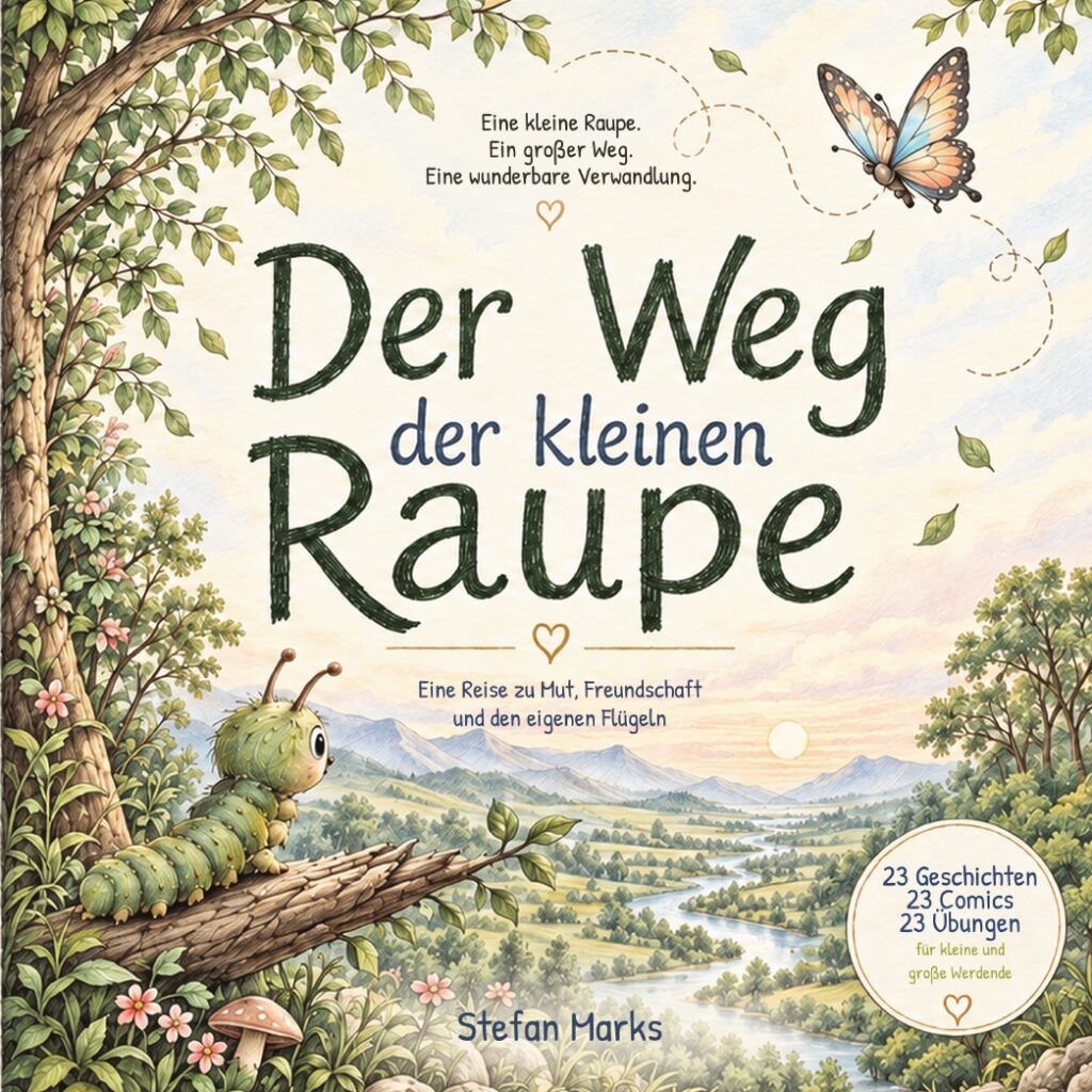 Der Weg der kleinen Raupe - quadratisches Buchcover von Stefan Marks